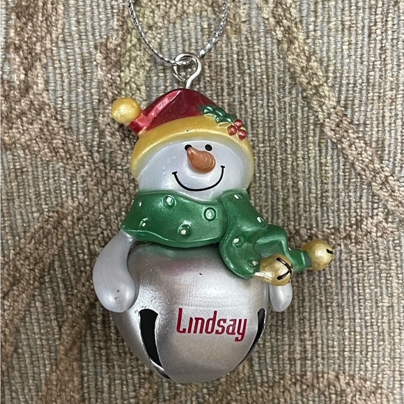 Lindsay Personalized Jingle Bell Snowman Ganz Christmas Ornament NWT - Picture 1 of 7